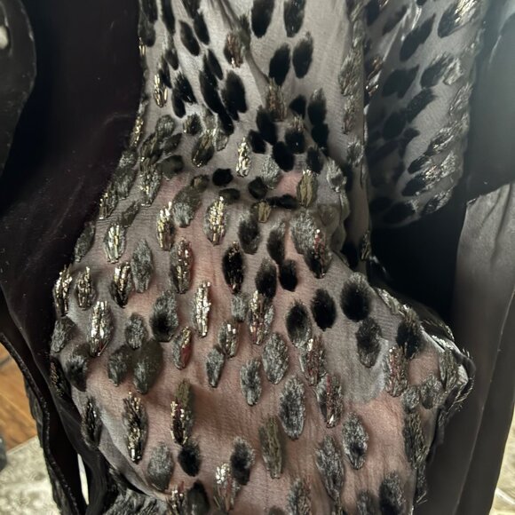 Carlisle Collection Silk & Velvet Burnout Blouse With Sparkle - Evening Sz 8 - Picture 6 of 11